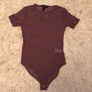 Deep maroon mesh bodysuit